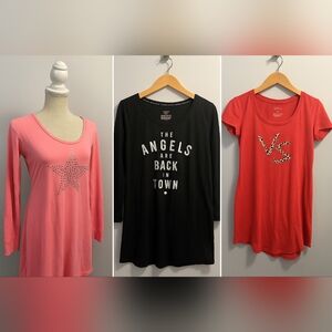 Victoria's Secret Pink Star and Black Text Pajama Set